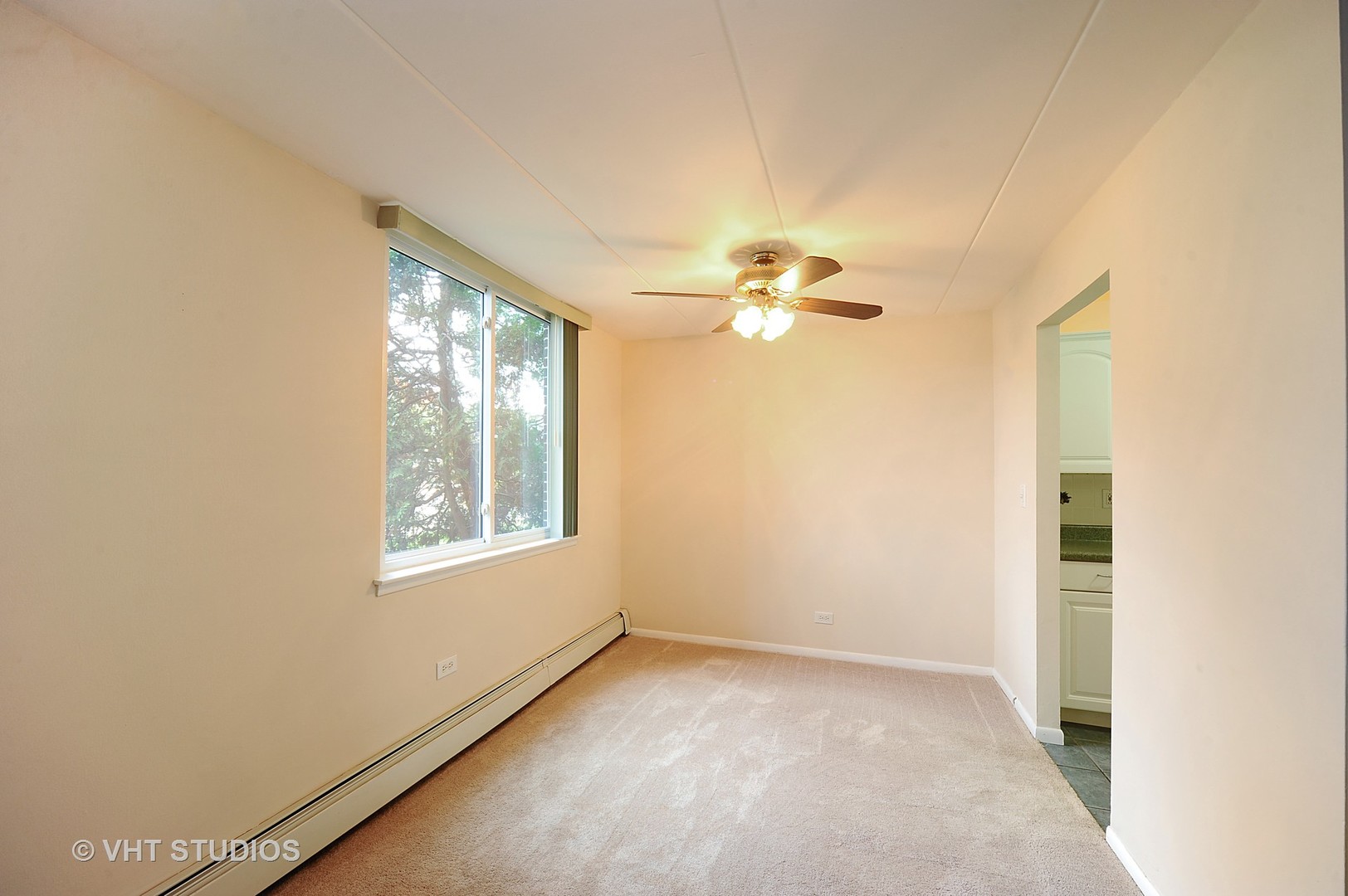 225 South Rohlwing Road, Unit 116 Palatine, IL 60074 - Photo 5 of 10 a view of an empty room with chandelier fan and fire place