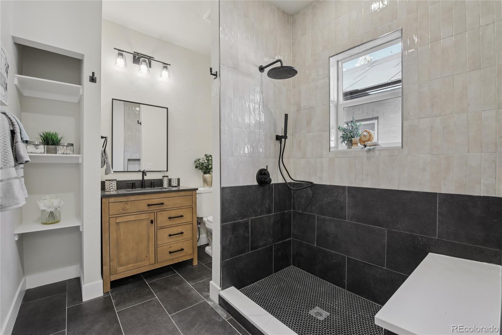 2342 Dexter Street Denver, CO 80207 - Photo 24 of 50 a bathroom with a sink a toilet and shower