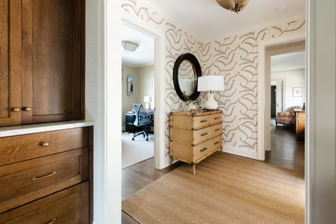 a spacious bathroom with a double vanity sink mirror and