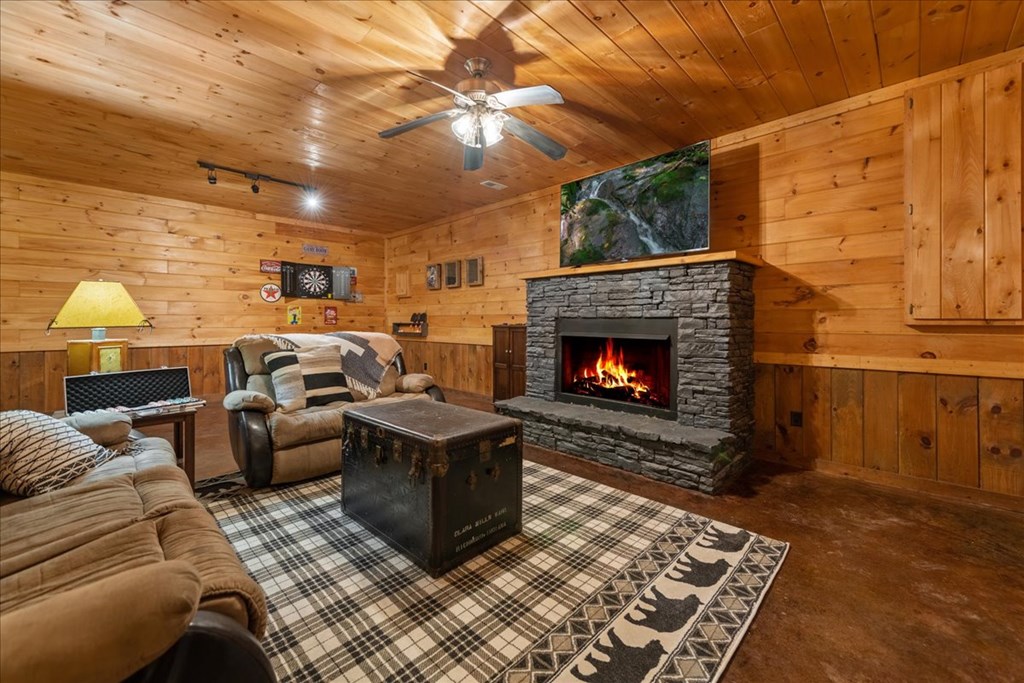 126 Brookwood Drive Blue Ridge, GA 30513 - Photo 75 of 106 a living room with furniture and a fireplace
