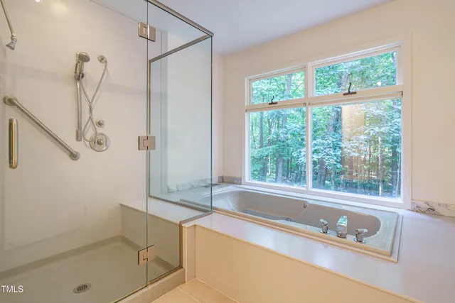 a bathroom with a tub a sink and a shower
