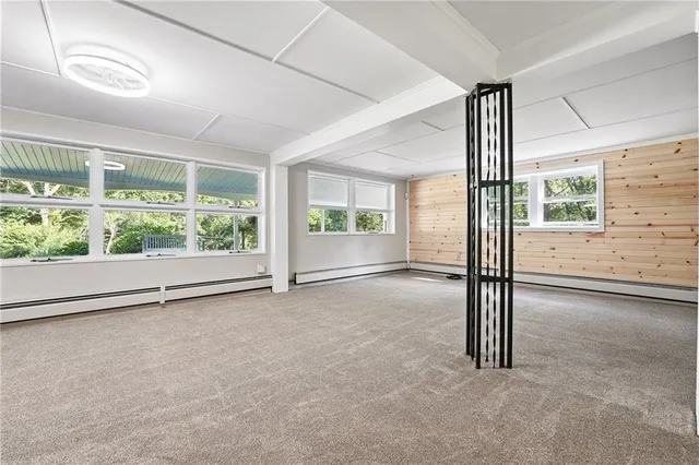 an empty room with windows