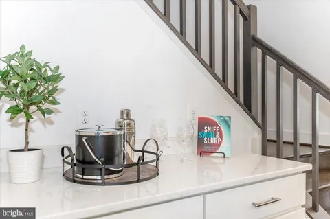 a view of a room with racks on the wall