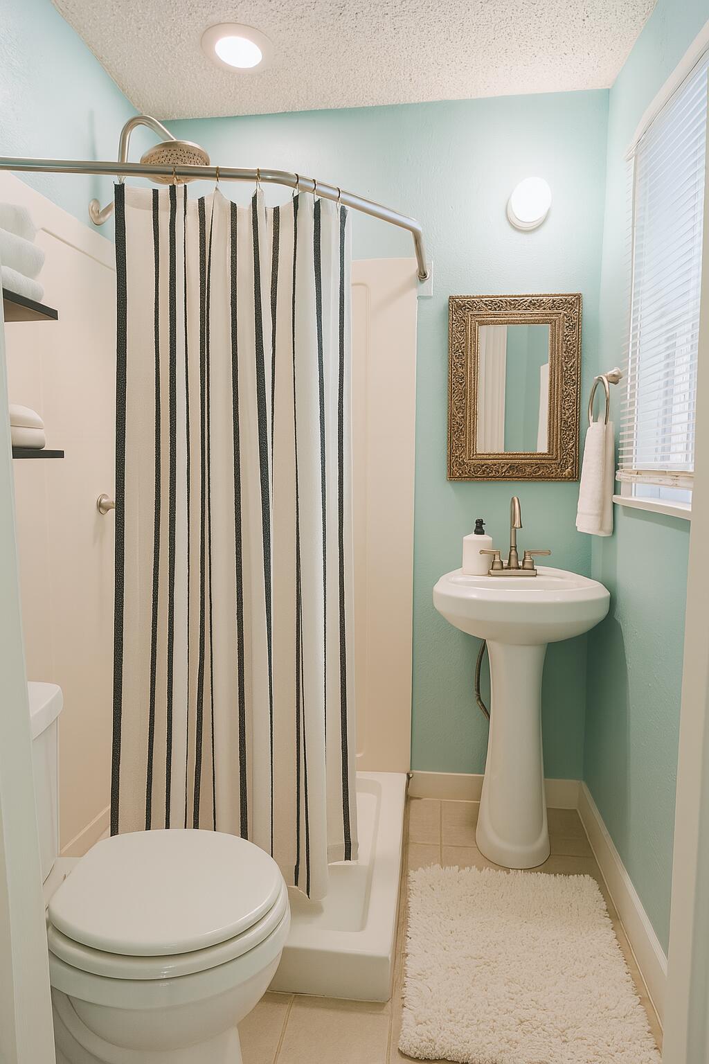 2432 22nd Street, Unit R Lubbock, TX 79411 - Photo 3 of 6 a bathroom with a sink toilet and a mirror