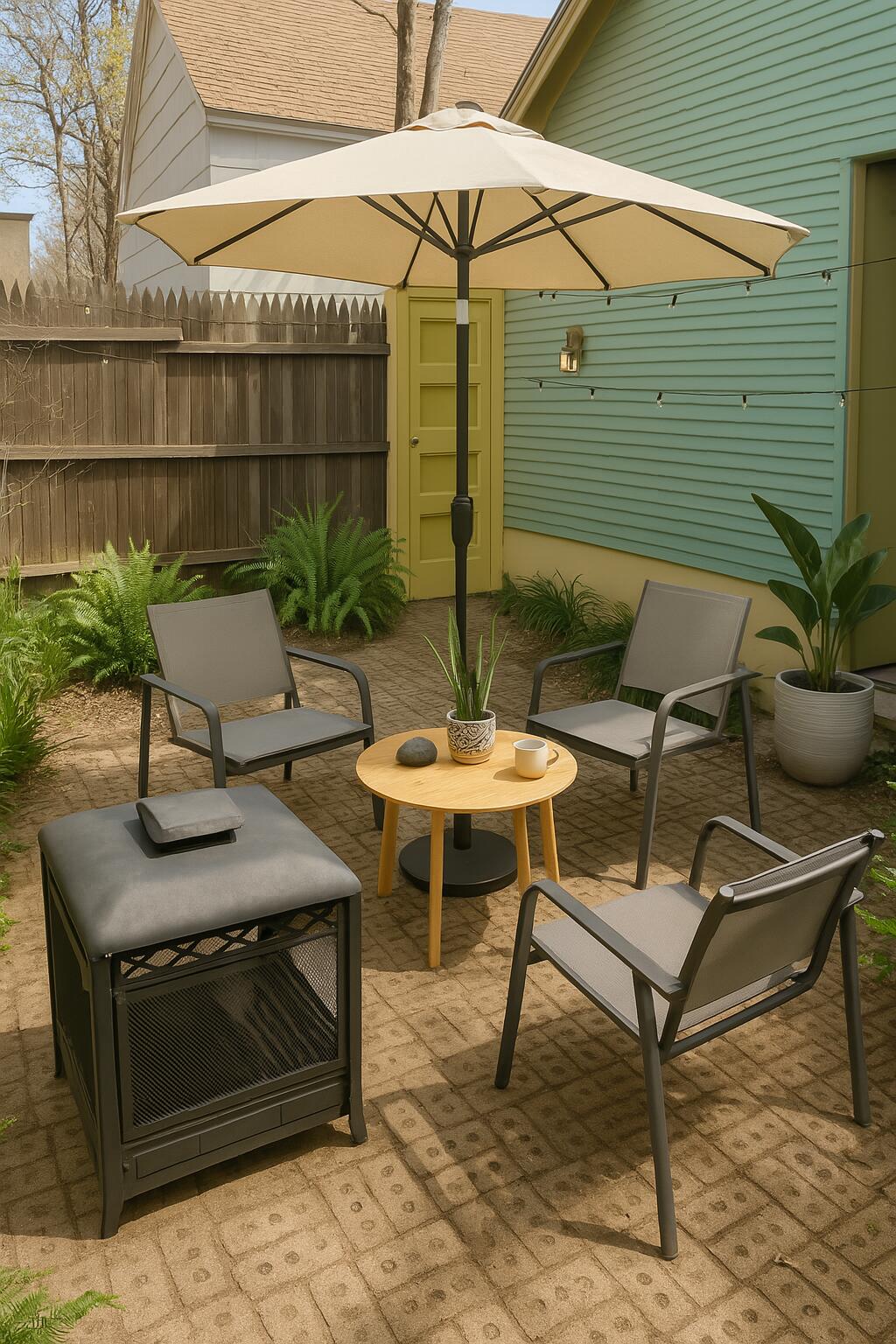 2432 22nd Street, Unit R Lubbock, TX 79411 - Photo 5 of 6 a backyard of a house with table and chairs