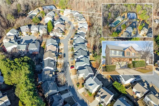 an aerial view of multiple house