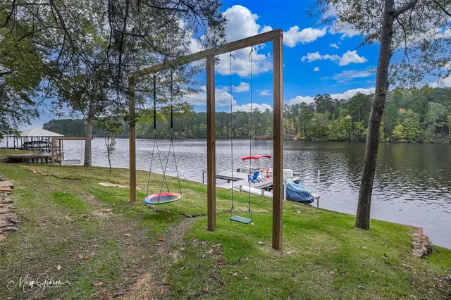 a view of a park with swings on a table