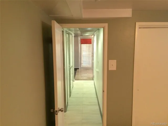a view of a hallway with a elevator