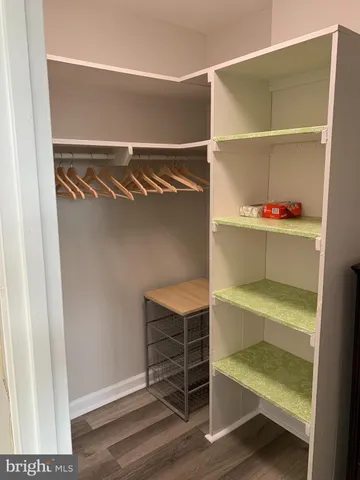 a view of an empty walk in closet