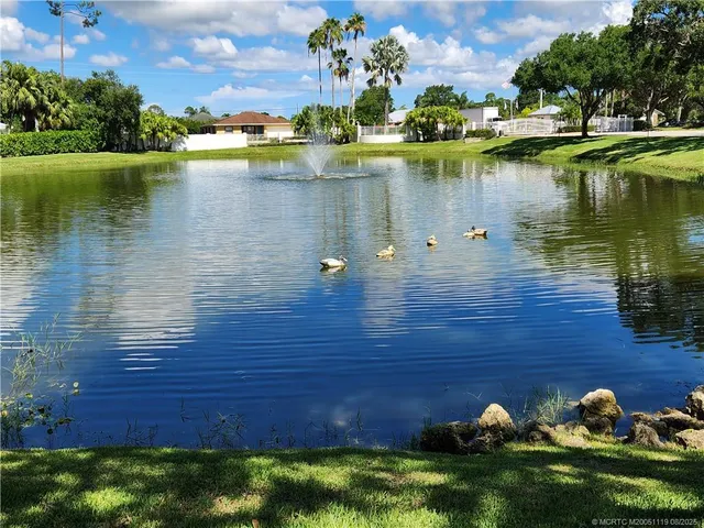 a view of a lake with outdoor space