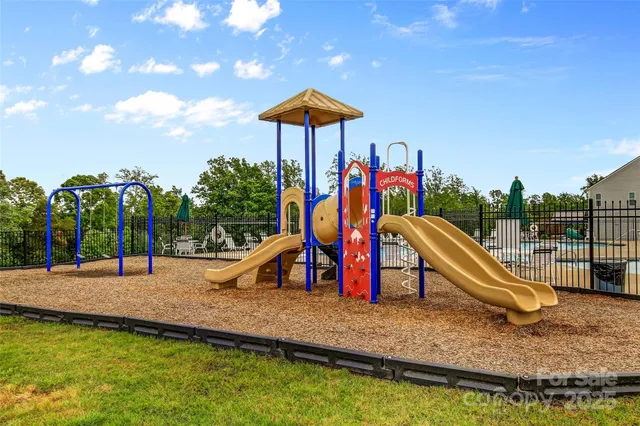 a view of a park with slide