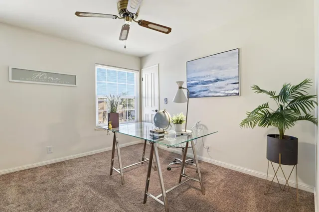 a outdoor space with a large window