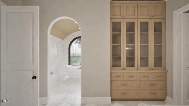 a view of a bathroom with a shower