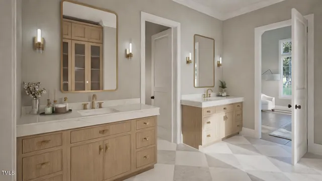 a bathroom with a tub and shower