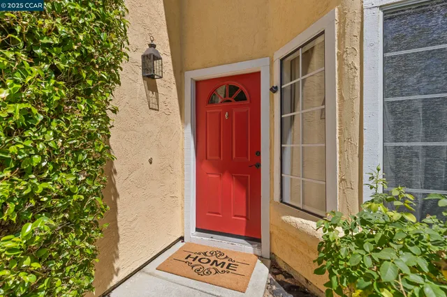 a living room with furniture a rug and a large window