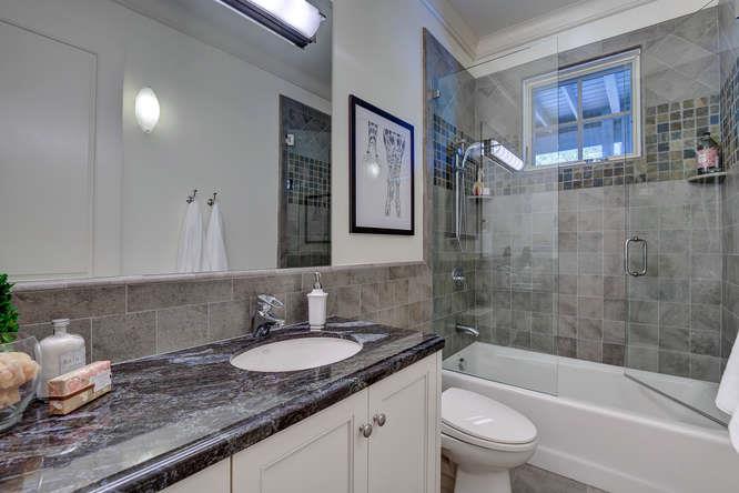 2324 Crest Lane Menlo Park, CA 94025 - Photo 29 of 42 a bathroom with a granite countertop sink toilet and shower