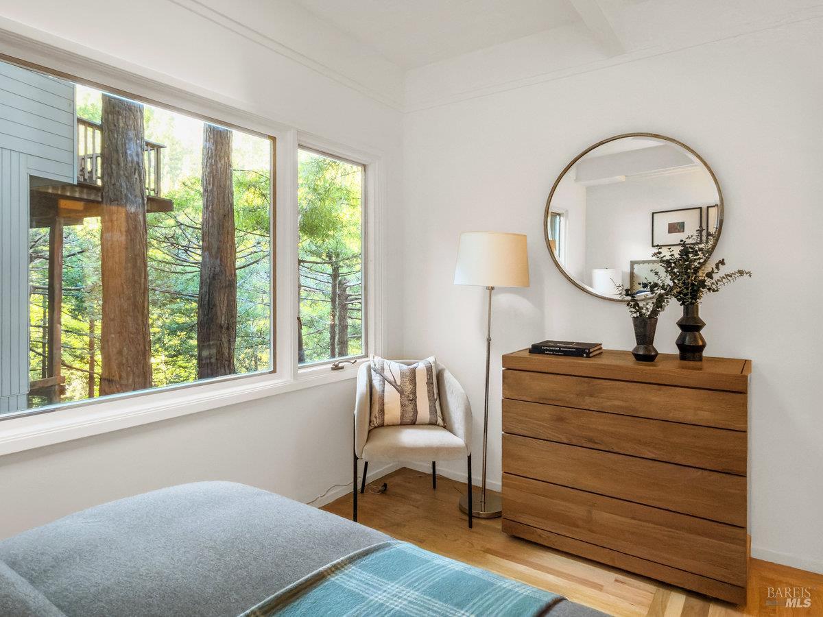 300 Hazel Avenue Mill Valley, CA 94941 - Photo 16 of 50 a living room with furniture and a mirror