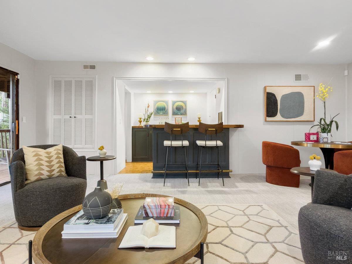 300 Hazel Avenue Mill Valley, CA 94941 - Photo 23 of 50 a living room with furniture and a fireplace