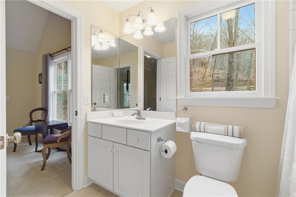 11 Poplar Circle Big Canoe, GA 30143 - Photo 24 of 34 a bathroom with a toilet a sink and a mirror