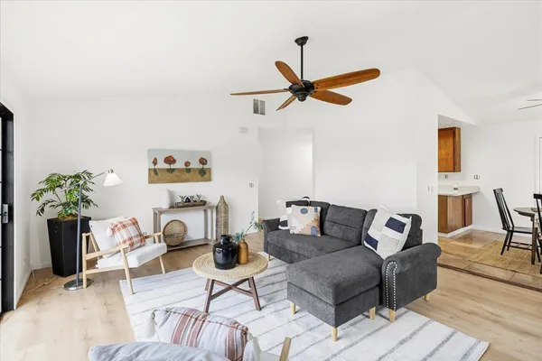 a living room with furniture