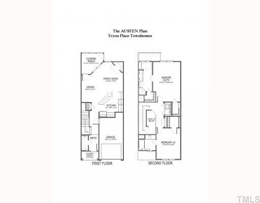3507 Provost Street Raleigh, NC 27603 - Photo 2 of 12 Private entry with winding stairwell opens to a combined space with kitchen island overlooking family/dining areas. Second floor has two master suites. Garage, covered front and back porches, too.