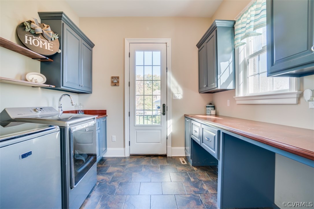 556 Raleigh Manor Road Henrico, VA 23229 - Photo 19 of 41 First level laundry with storage, a sink and foldi