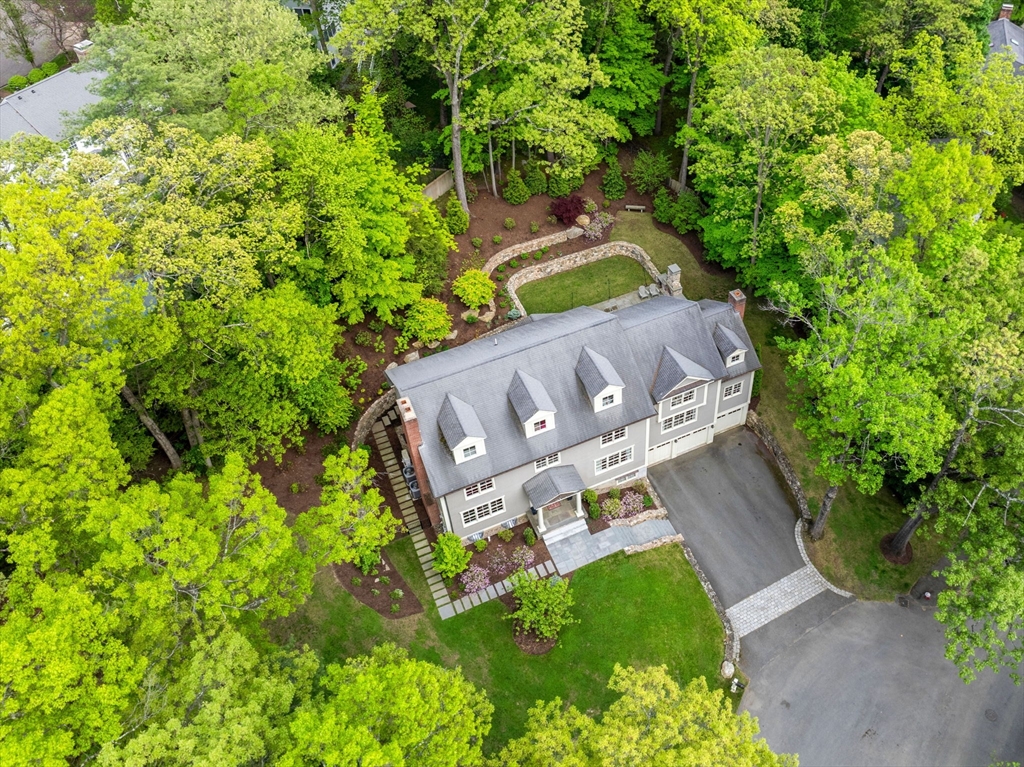 50 Temple Road Wellesley, MA 02482 - Photo 37 of 37 an aerial view of a house with a yard