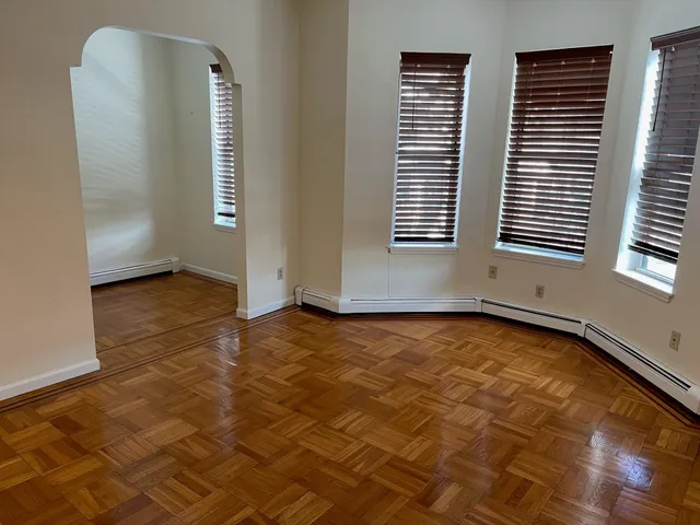 an empty room with windows