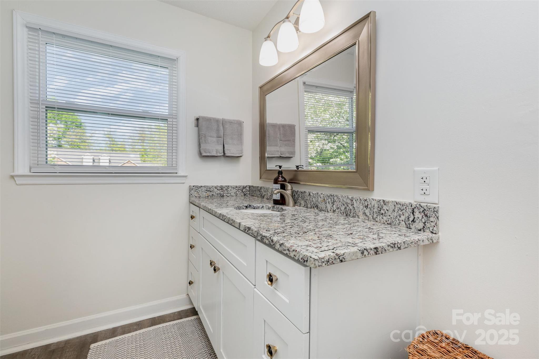 1041 Brawley School Road Mooresville, NC 28117 - Photo 14 of 19 a bathroom with a granite countertop sink and a window