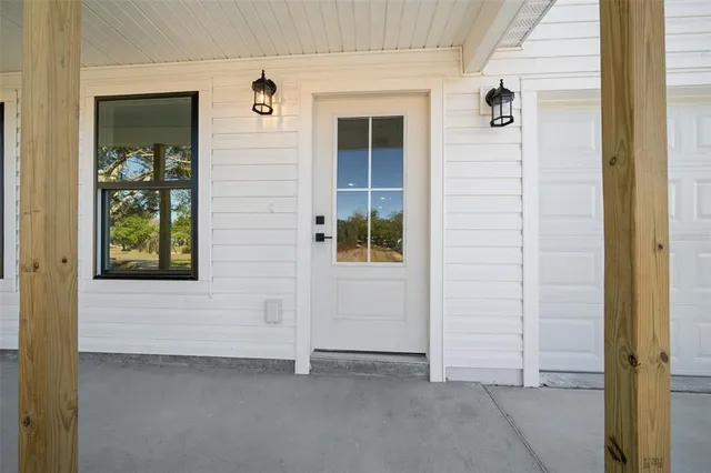 front view of a house with a door