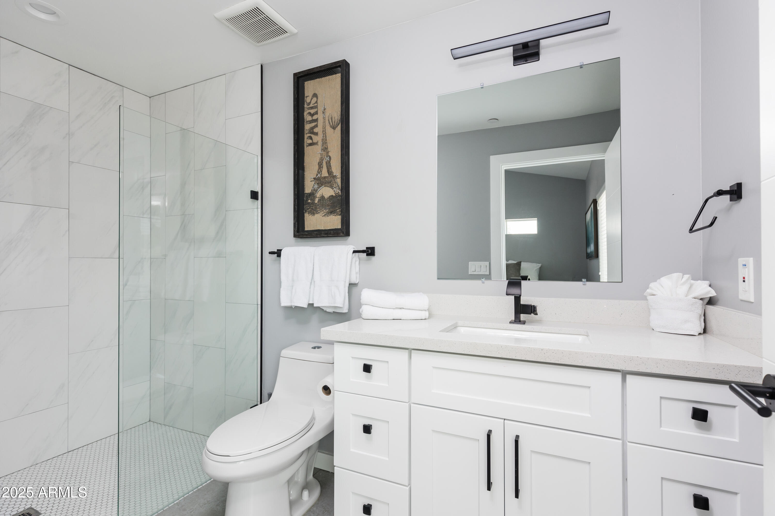 3043 North 85th Place Scottsdale, AZ 85251 - Photo 21 of 33 a bathroom with a sink a toilet and shower