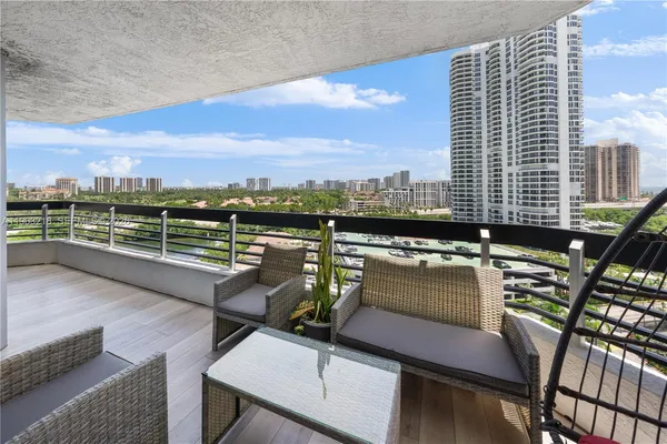 a view of a city with tall buildings