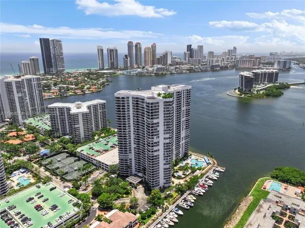 a view of a city with tall buildings