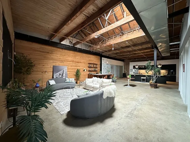 a view of a garage with furniture