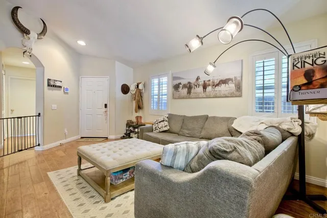 a living room with furniture