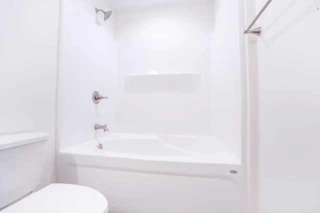 a bathroom with a toilet and a bathtub