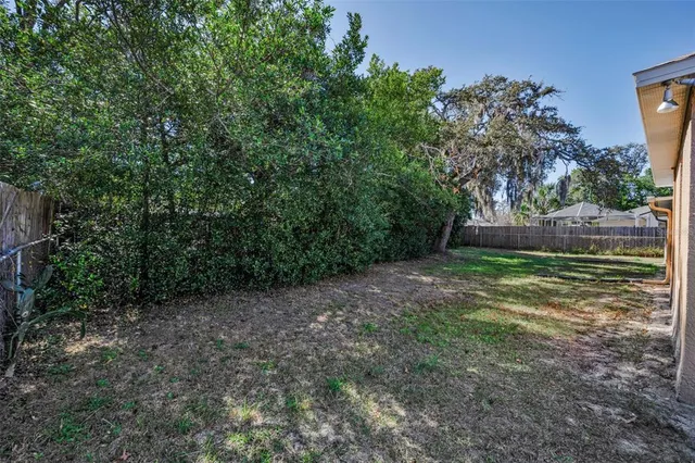 a view of a yard with a tree