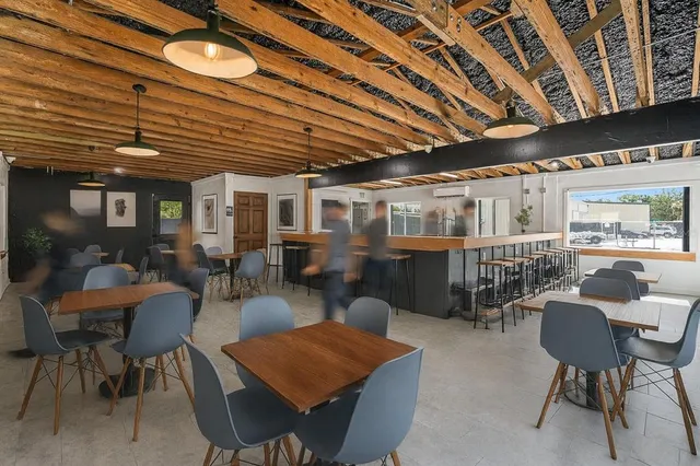 a view of a room with racks on the wall