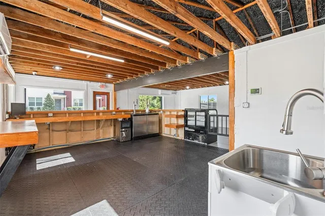 a kitchen with lots of counter top space