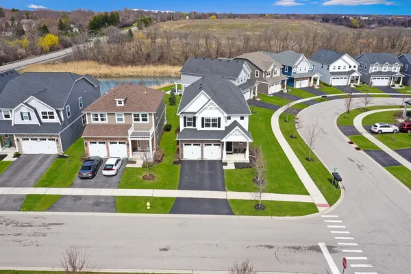 an aerial view of a house