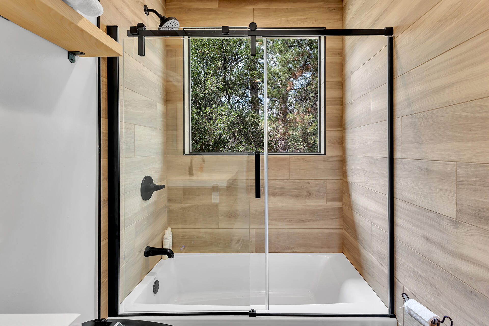 27011 Lookout Lane Idyllwild, CA 92549 - Photo 54 of 68 a bathroom with a glass shower door