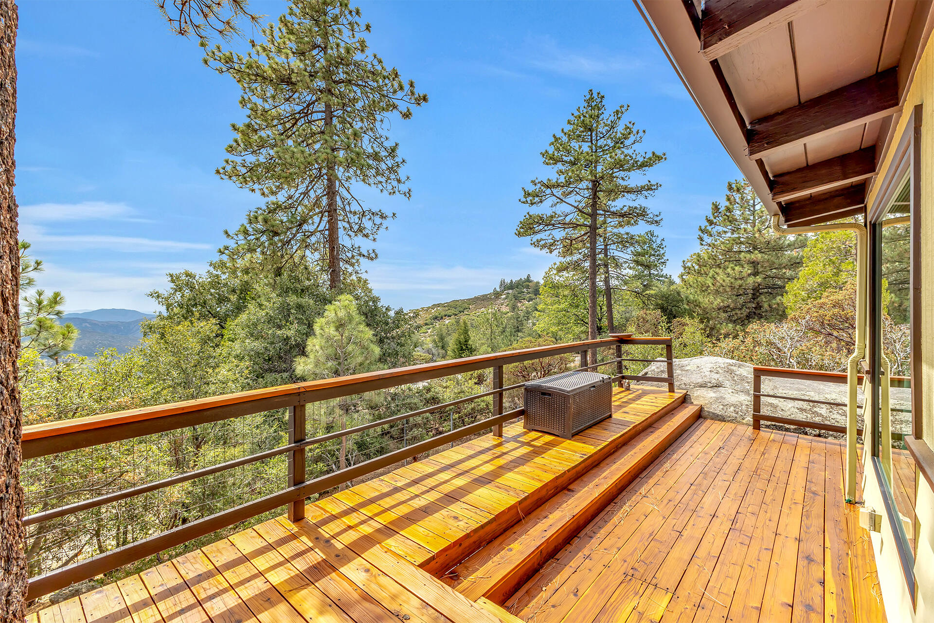 27011 Lookout Lane Idyllwild, CA 92549 - Photo 59 of 68 a view of balcony with wooden floor and potted plant