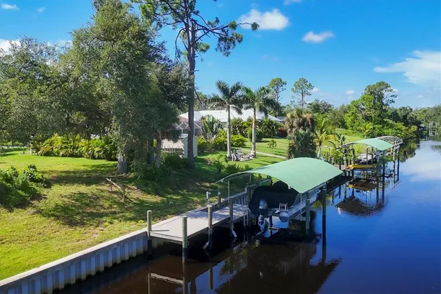 a view of a lake from a yard