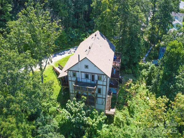 an aerial view of a house