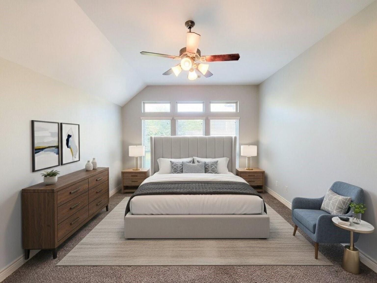 106 Colina Vista Way Montgomery, TX 77316 - Photo 23 of 29 a spacious bedroom with a large bed and a chandelier