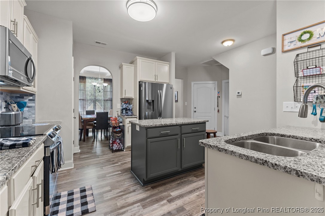 160 Huzzas Circle Cameron, NC 28326 - Photo 5 of 34 a kitchen with stainless steel appliances granite countertop a stove oven and a refrigerator