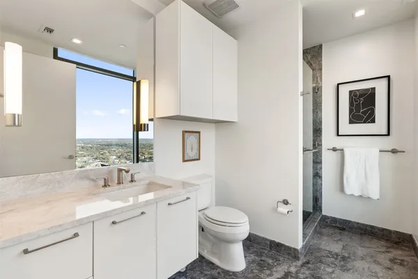 a view of a balcony with city view