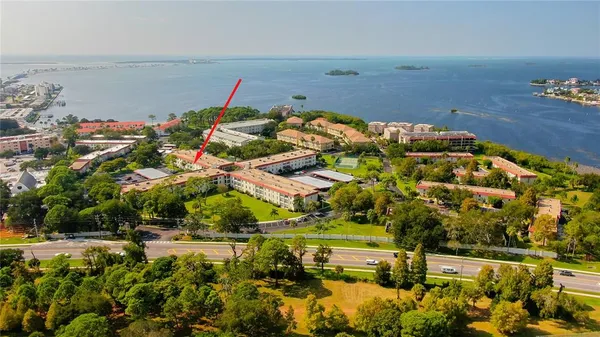 an aerial view of a house