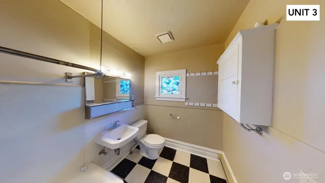 an empty room with windows