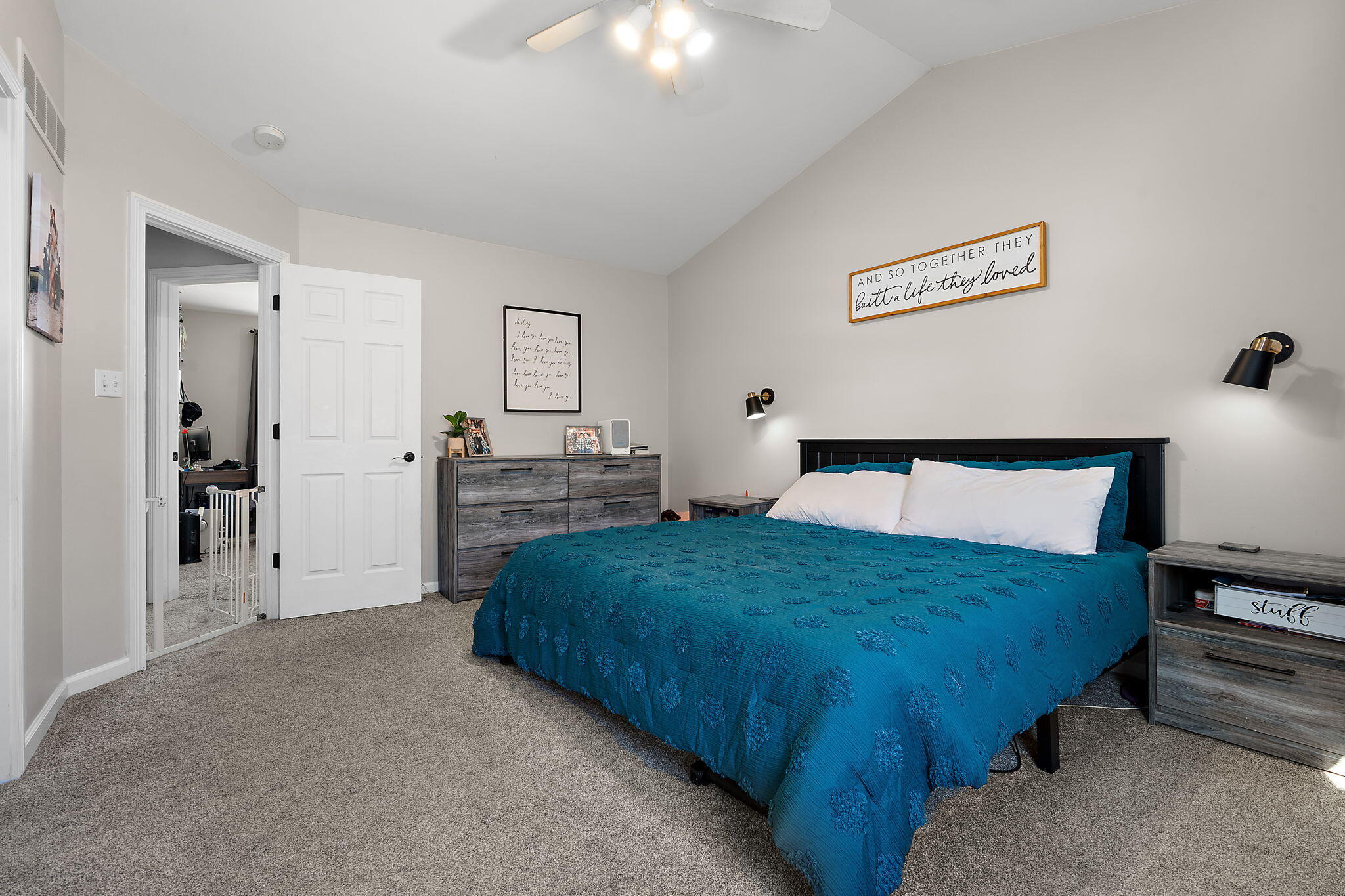 696 Admiral Drive Porter, IN 46304 - Photo 13 of 27 a bedroom with a bed and a chandelier